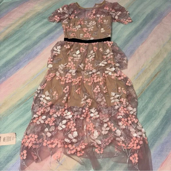 NWT Self-Portrait Floral Sequin Embroidered Midi Dress size 2 NWT Self-Portrait Floral Sequin Embroidered Midi Dress size 2